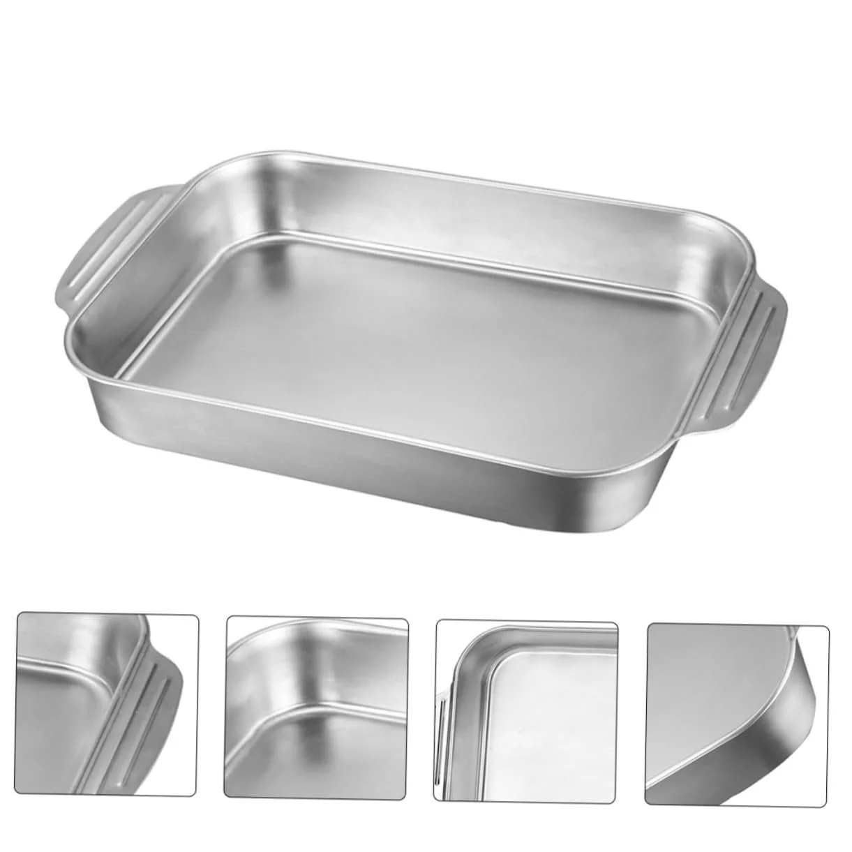 Таця для запікання риби Sosoport з нержавіючої сталі з подвійними ручками 4,1 л універсальна прямокутна, фото №2