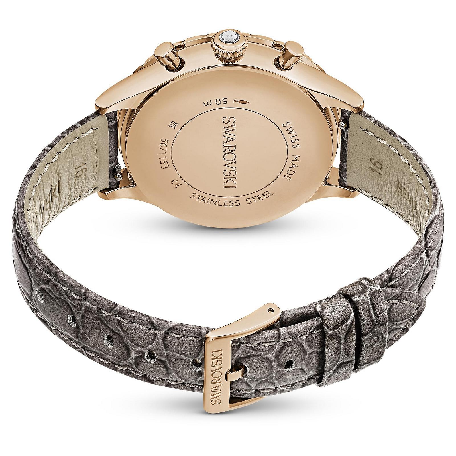 Часы Swarovski Octea Chrono Kollektion Хронограф Swiss Made с розово-золотым покрытием и кожаным ремешком, фото №2 Часы Swarovski Octea Chrono Kollektion Хронограф Swiss Made с розово-золотым покрытием и кожаным ремешком, фото №2