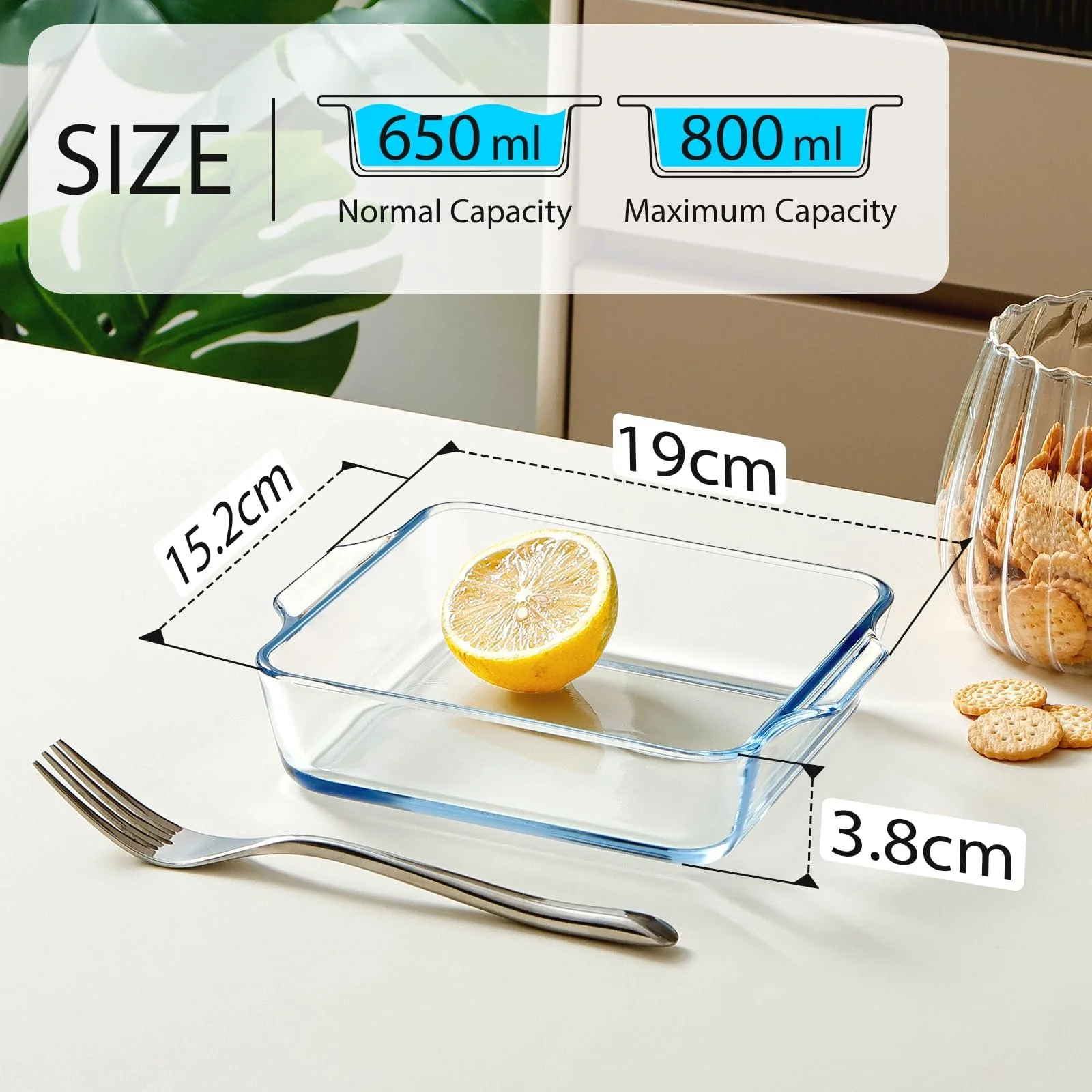 Форма для запекания NUTRIUPS стеклянная 0.8 л 15.5 x 15.5 x 4.5 см, фото №2