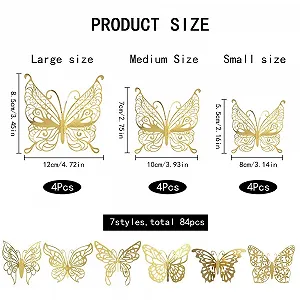 3D Наклейки Butterfly Ornaments 84 шт. 7 стилів 3 розміри Золотисті synthetic.ua - Фото 1