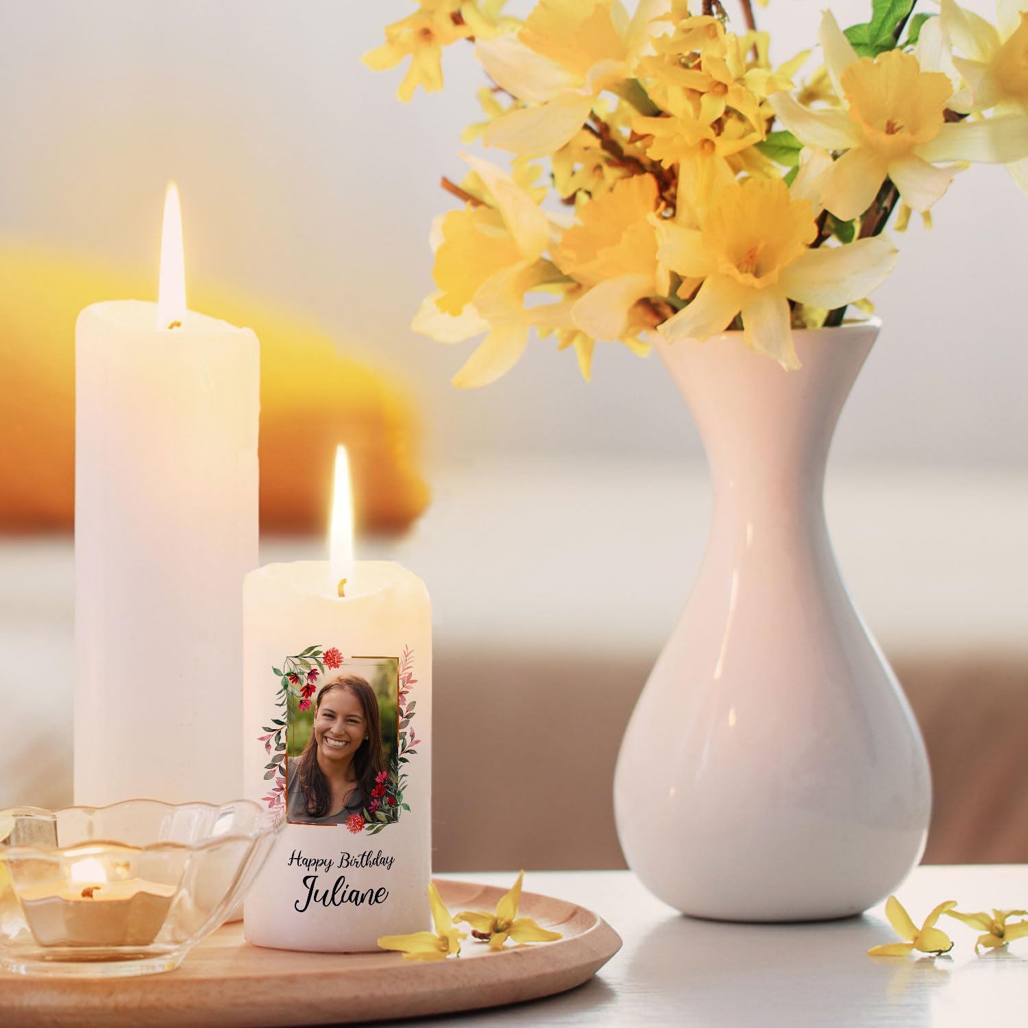 Свеча GRAVURZEILE Именная День рождения С фотографией Цвет: Розовый, фото №4
