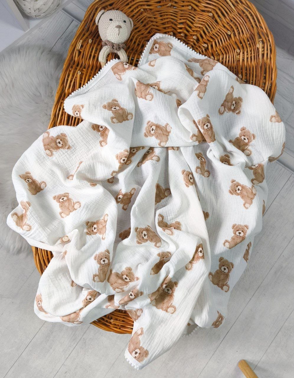 Плед дитячий, двошаровий, муслін, 100 x 70 см, фото №8