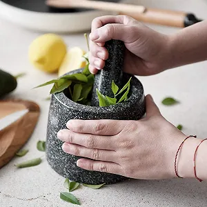 Ступка з товкачиком Granite Набір з натурального каменю synthetic.ua - Фото 1