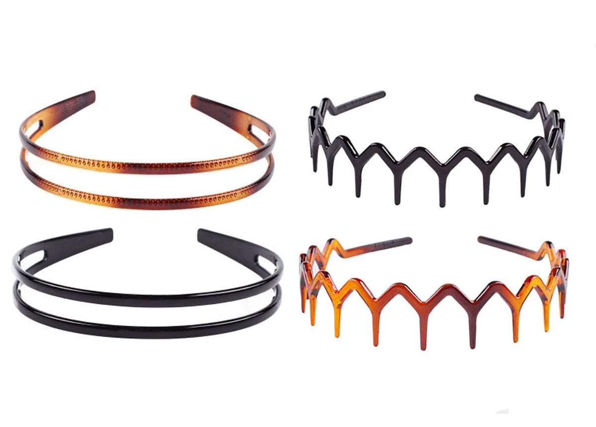 Обруч для волосся з зубчиками Пластик 4 шт (2 x Чорний + 2 x Коричневий), фото №1 Обруч для волосся з зубчиками Пластик 4 шт (2 x Чорний + 2 x Коричневий), фото №1