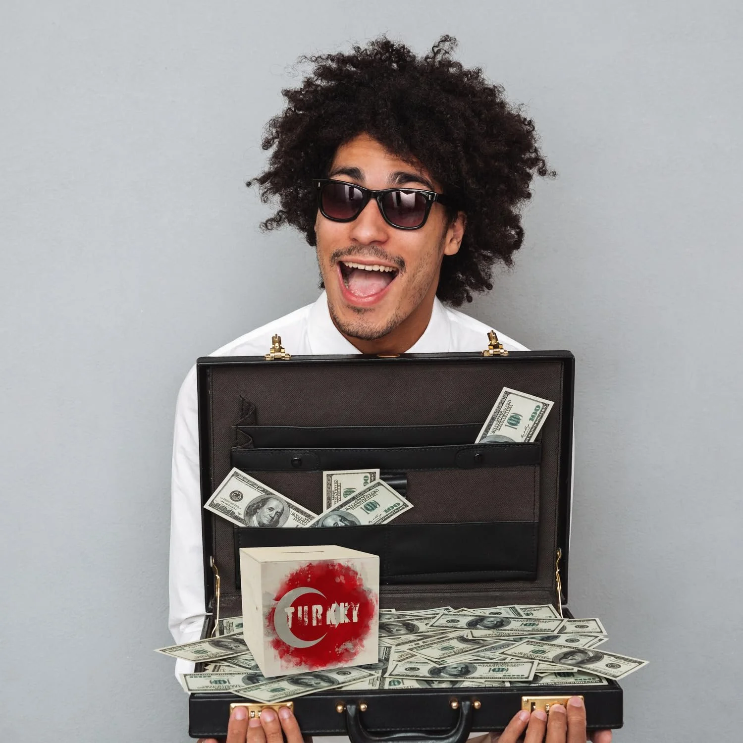 Дерев'яна скарбничка Прапор Туреччини Ефект потертості Квадратна, фото №5