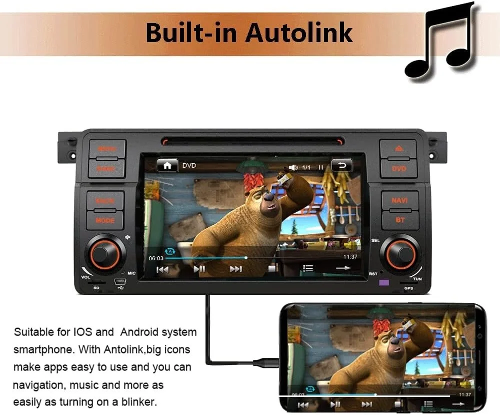 Автомагнітола SWTNVIN Car Radio for BMW E46 M3 Rover 75 MG ZT / 7'' / SD / USB / WI-FI / GPS / Bluetooth / Black, фото №4 Автомагнітола SWTNVIN Car Radio for BMW E46 M3 Rover 75 MG ZT / 7'' / SD / USB / WI-FI / GPS / Bluetooth / Black, фото №4