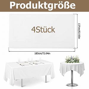 Скатертини одноразові Pack of 4 137 x 183 см водонепроникні пластикові білі synthetic.ua - Фото 1