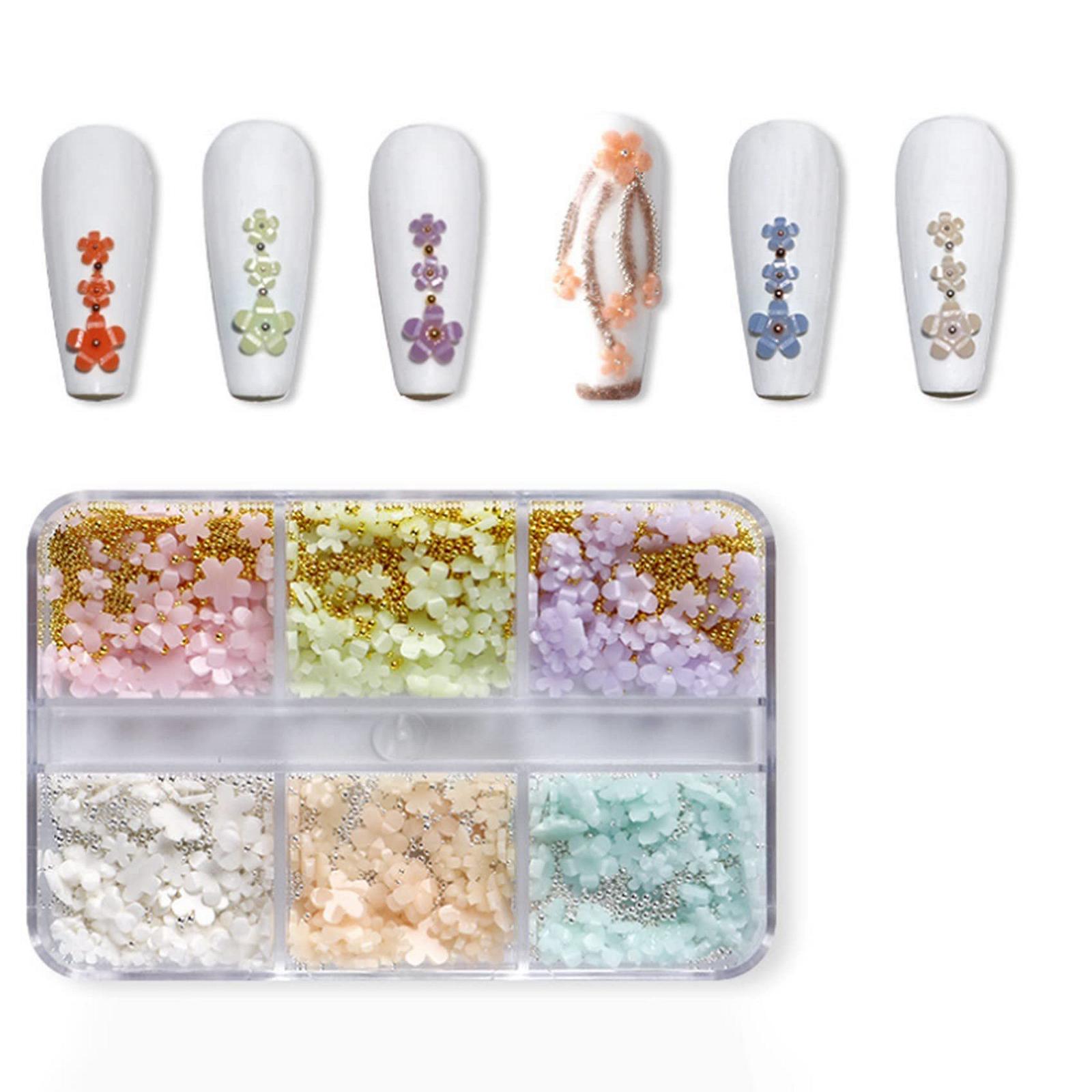3D Цветок TsoLay, украшения для ногтей, 6 ячеек, 3D акриловые стразы для ногтей, светлые бусины для ногтей, DIY украшения для ногтей, фото №5