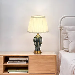 Настільна лампа Керамічна E27 Ретро 53 см Зелений synthetic.ua - Фото 1