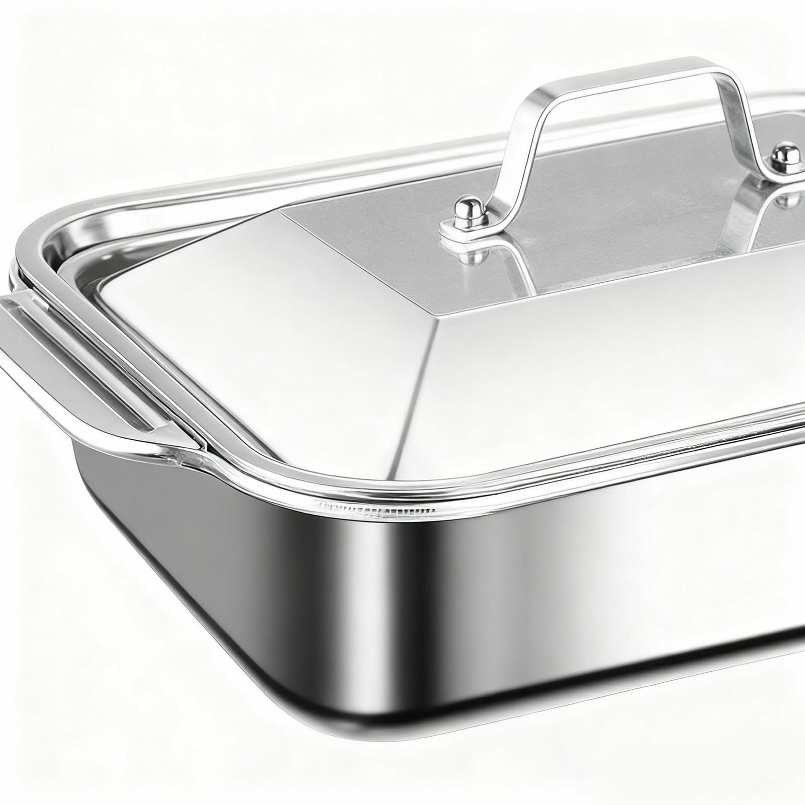 Форма для выпечки из нержавеющей стали с крышкой и ручками для лазаньи и пиццы, фото №7 Форма для выпечки из нержавеющей стали с крышкой и ручками для лазаньи и пиццы, фото №7