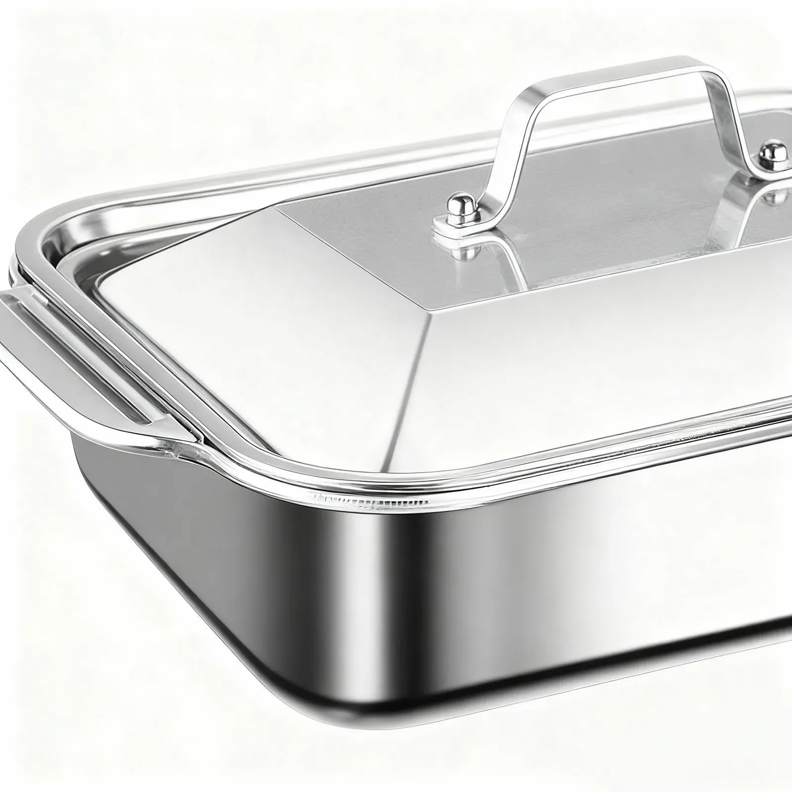 Форма для выпечки из нержавеющей стали с крышкой и ручками для лазаньи и пиццы, фото №7