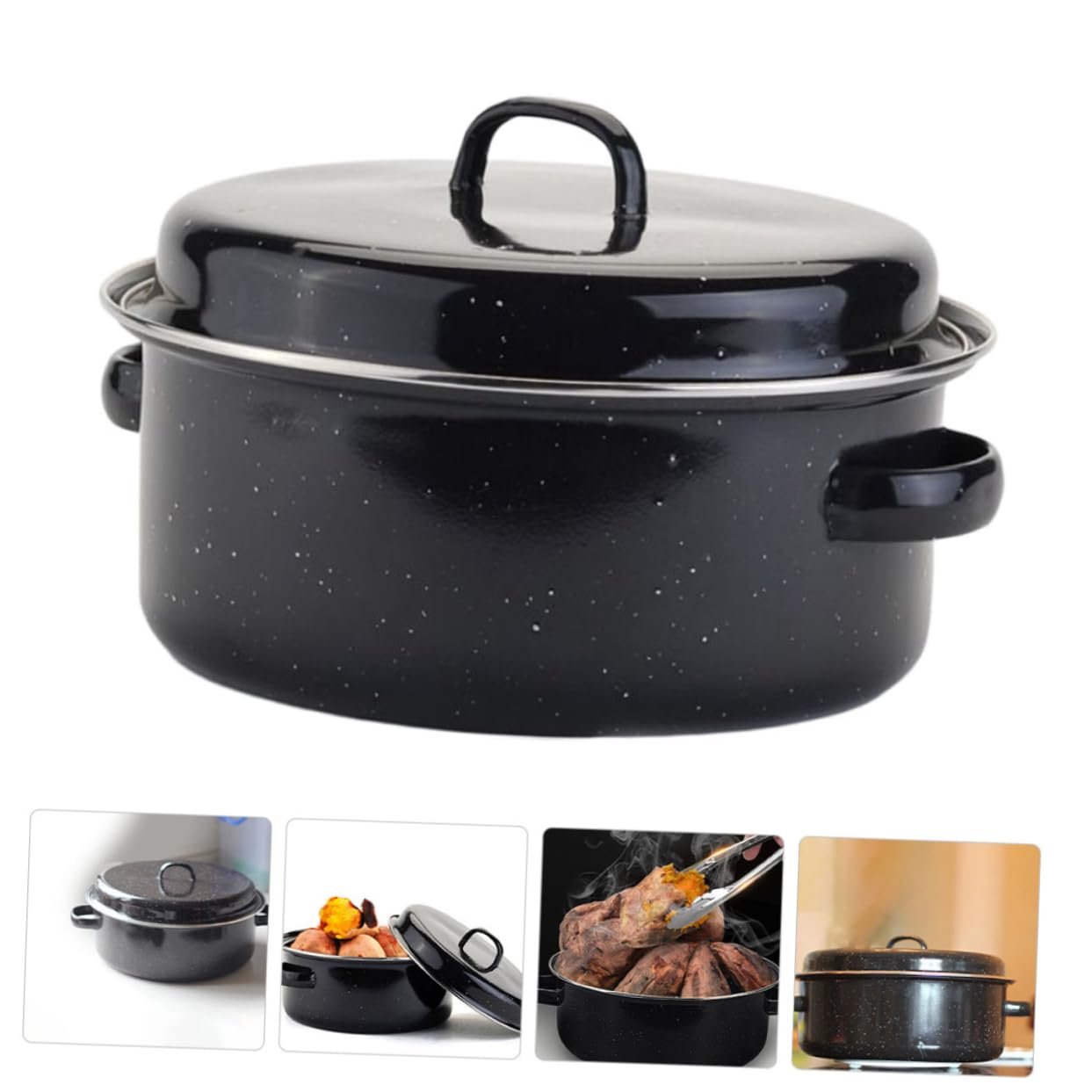 Жаровня Luxshiny 24 см емальована з кришкою термостійка, фото №7 Жаровня Luxshiny 24 см емальована з кришкою термостійка, фото №7