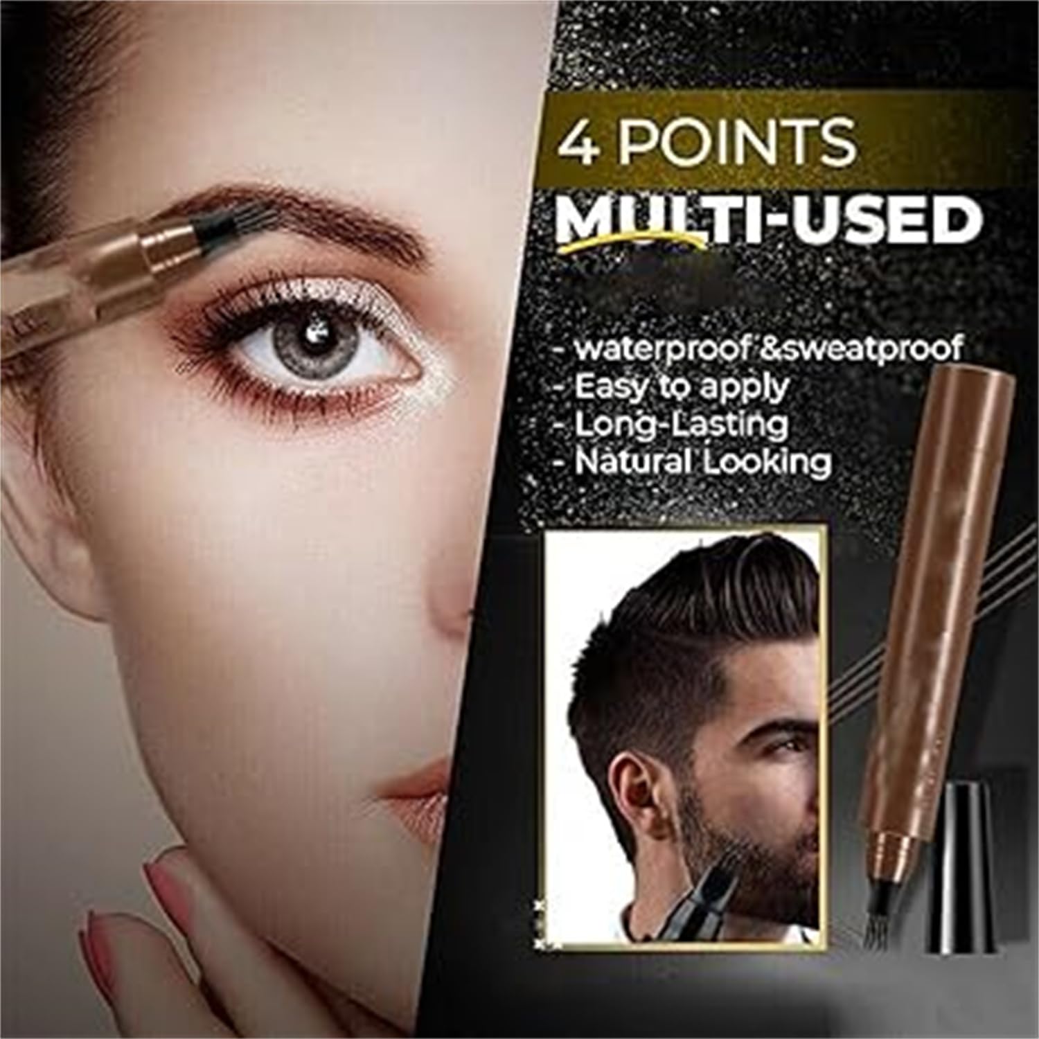 Ручка заповнювач водостійка для брів/бороди чорна, фото №2 Ручка заповнювач водостійка для брів/бороди чорна, фото №2