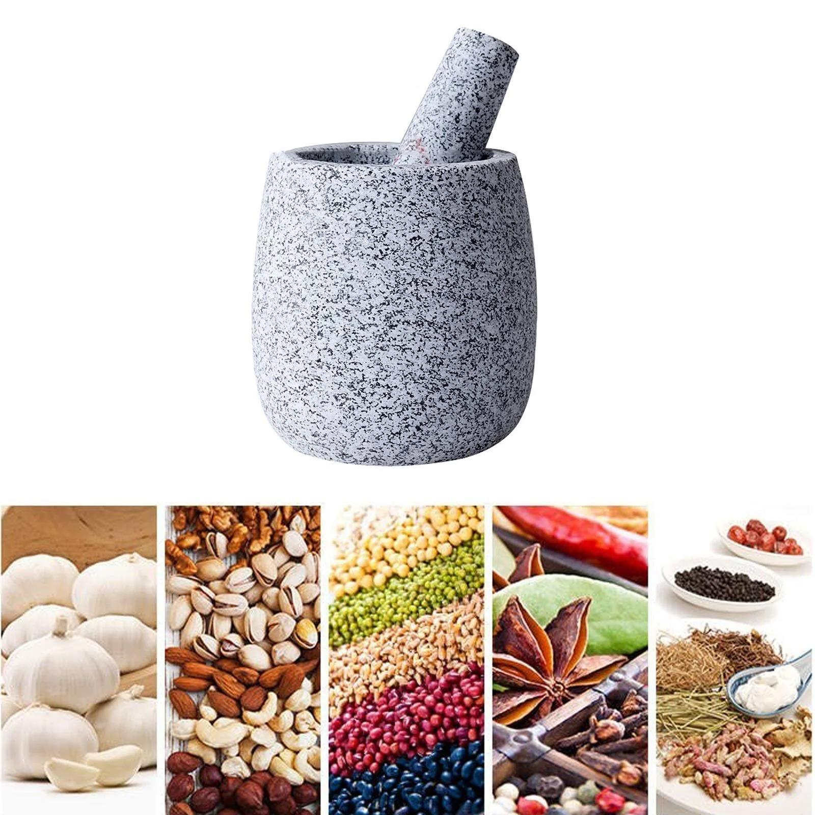 Ступка с пестиком для смешивания и измельчения специй, большая, неполированная, фото №4