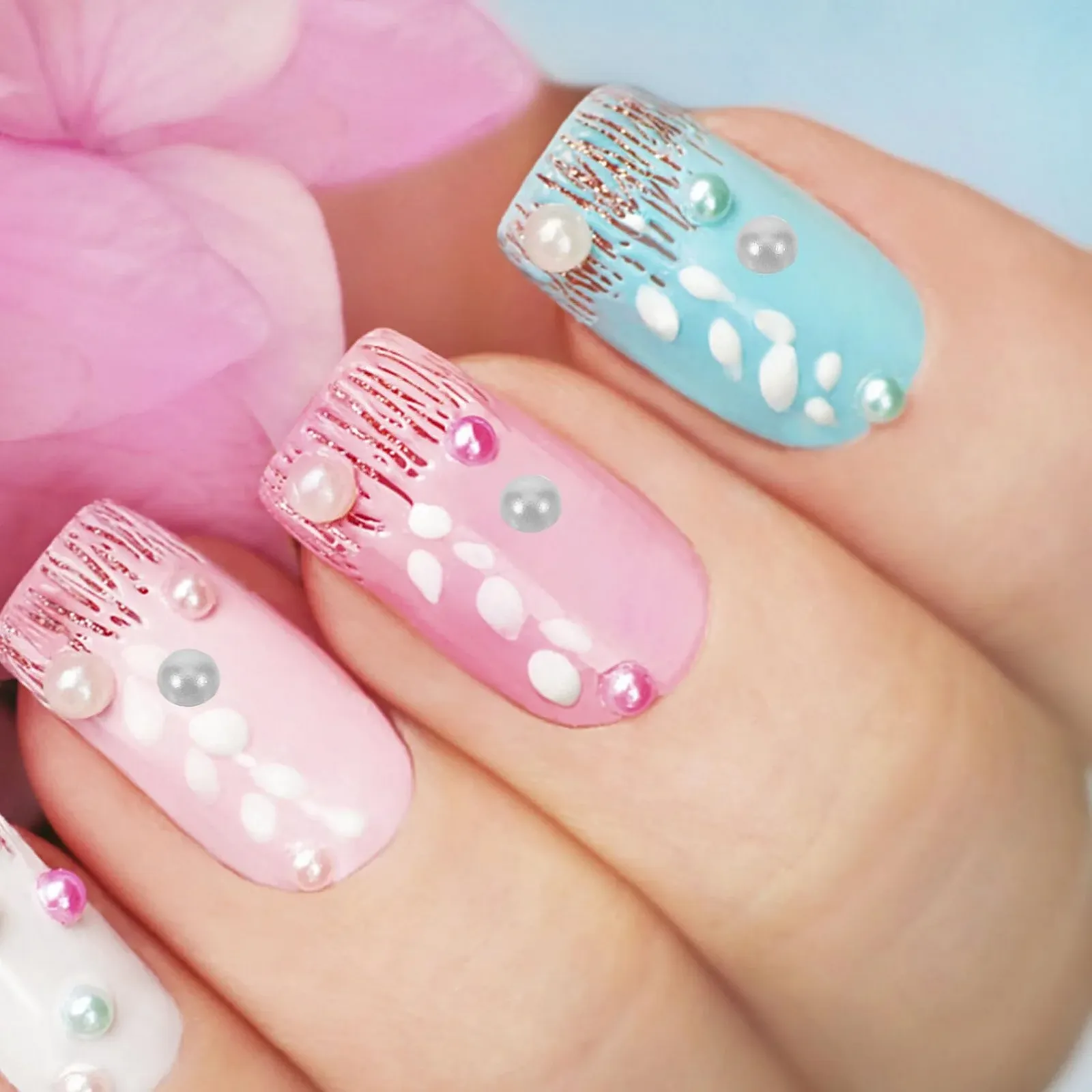 FOMIYES, 1 коробка, плоскі стрази, бісер, 3D півкруглий дизайн, дорогоцінні камені для нігтів, фото №2