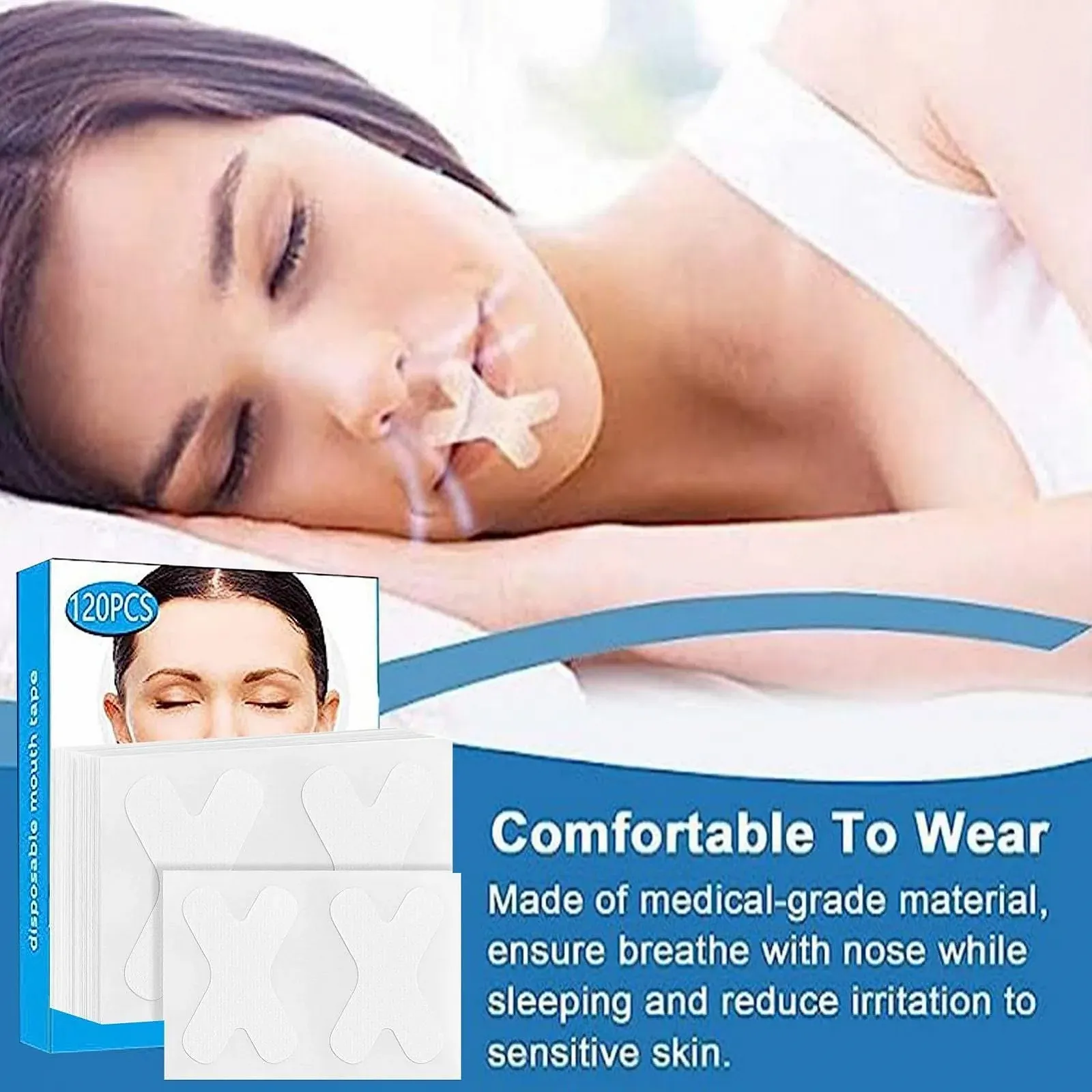 Ленты для рта для сна (120 шт) Против храпа Ночной пластырь, фото №2 Ленты для рта для сна (120 шт) Против храпа Ночной пластырь, фото №2