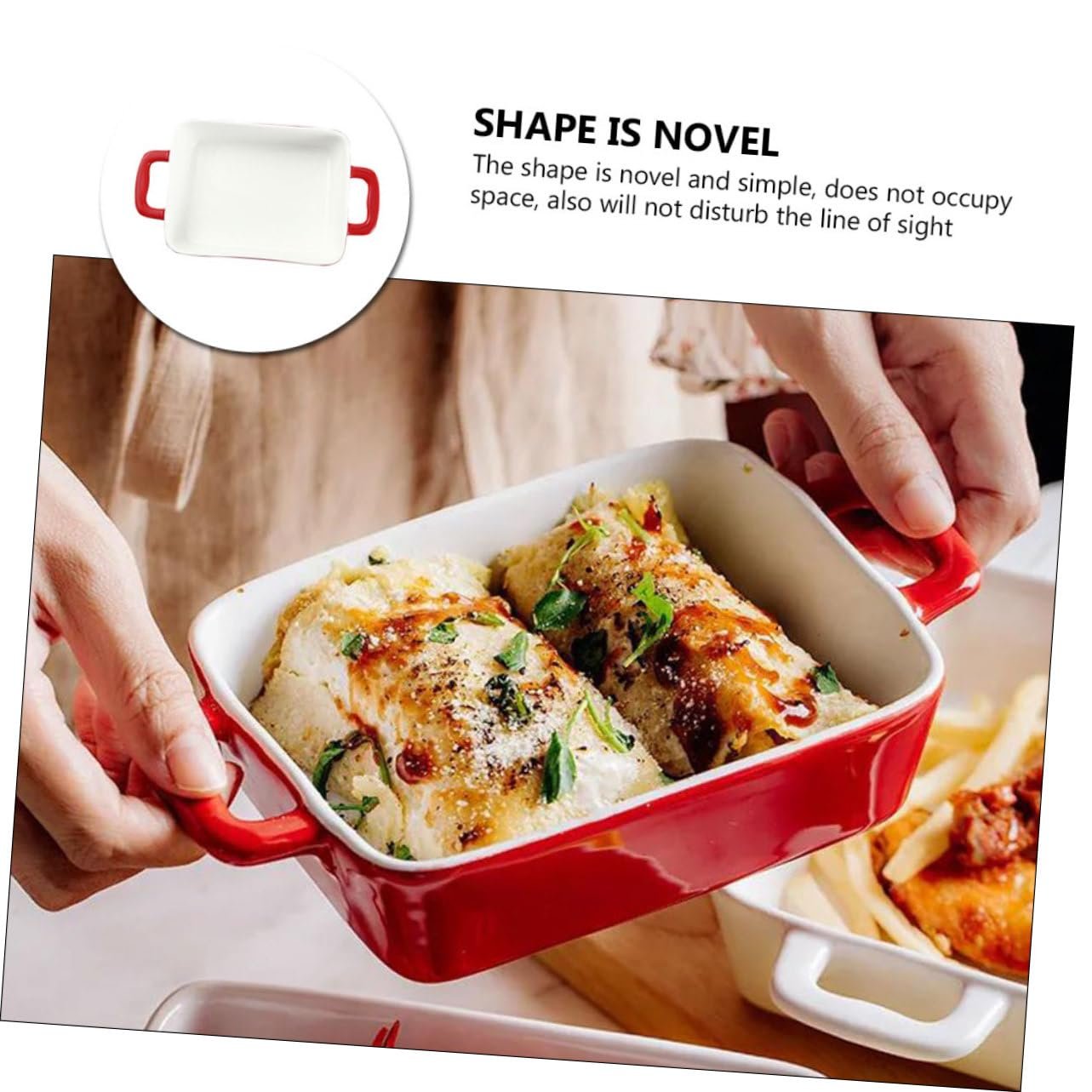 Форма для запекания BESTYASH керамическая прямоугольная для духовки и микроволновой печи, фото №3