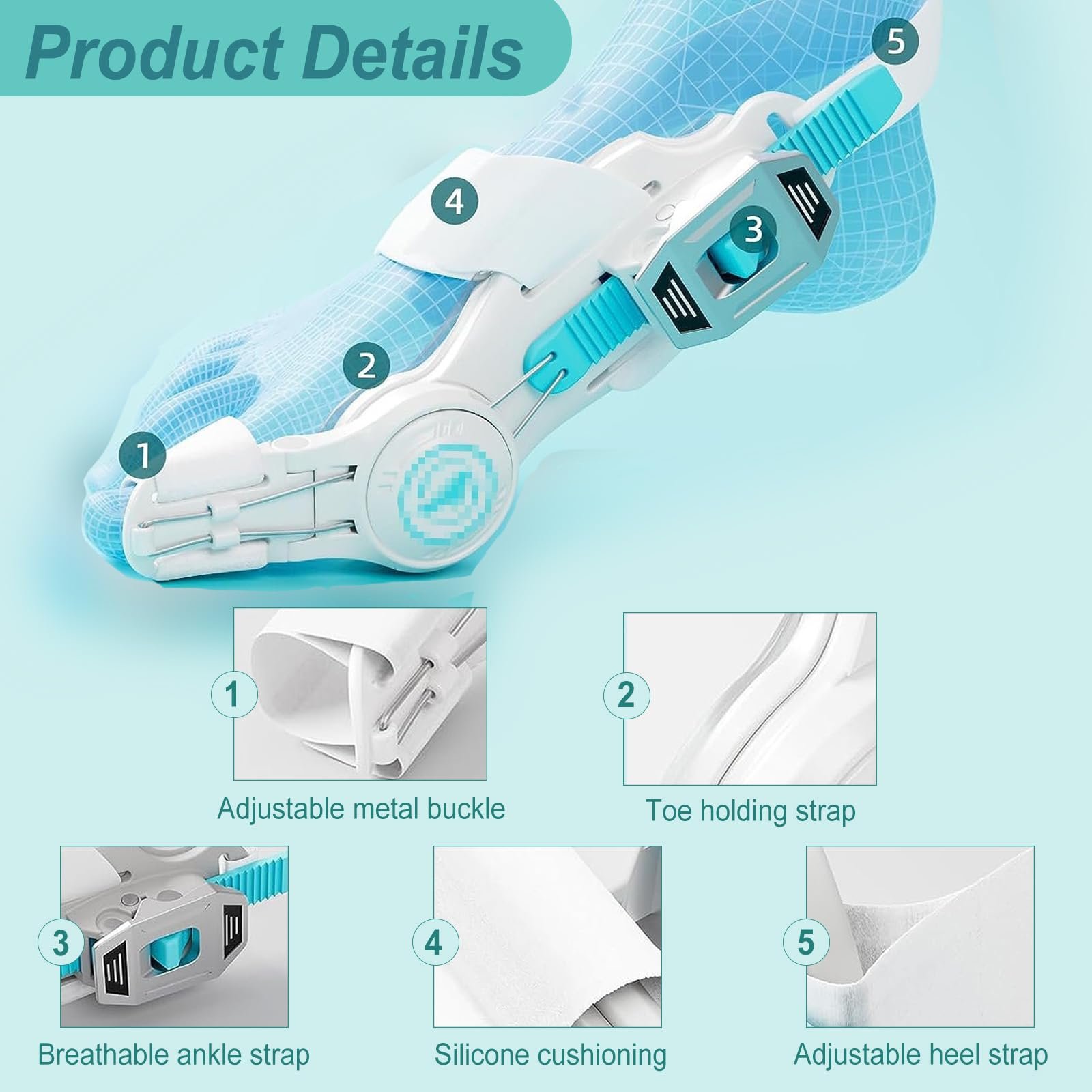 Коректор великого пальця стопи з регульованою кнопкою Hallux Valgus, 1 шт., унісекс, фото №5 Коректор великого пальця стопи з регульованою кнопкою Hallux Valgus, 1 шт., унісекс, фото №5