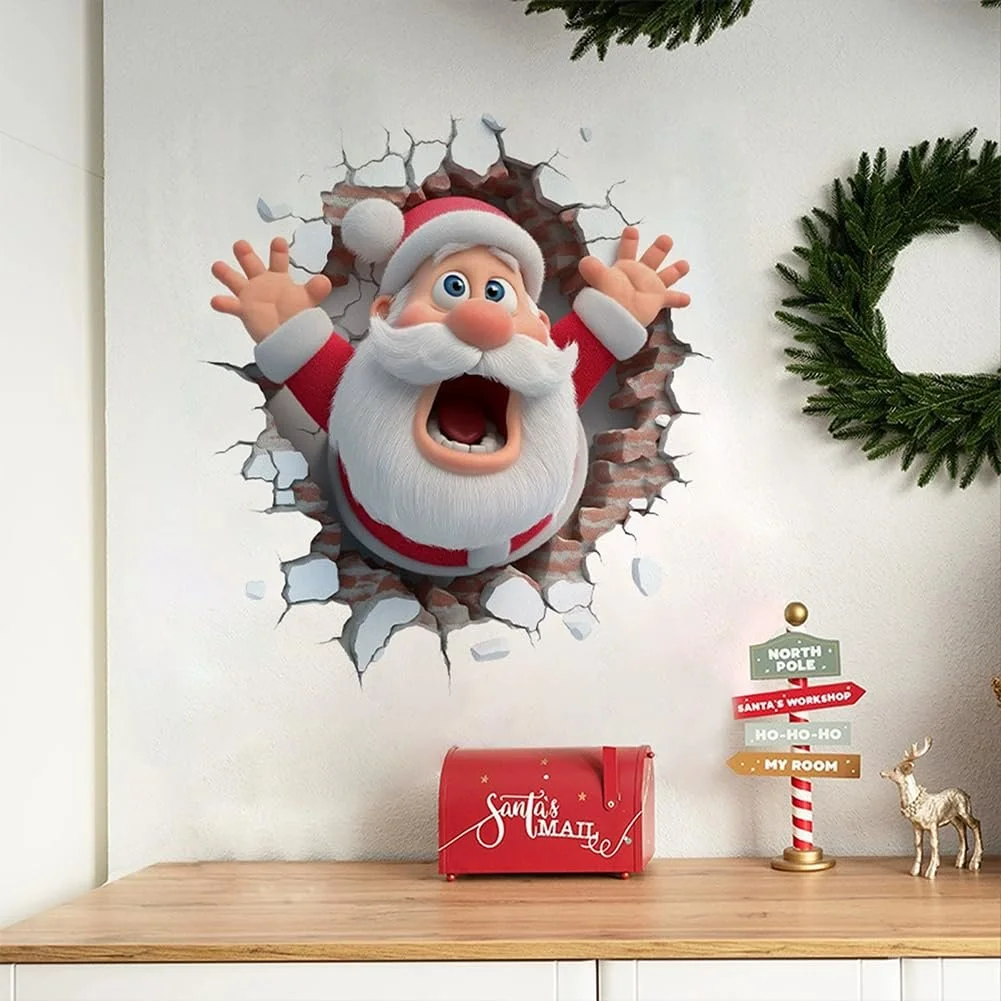 Наклейки на стіну Christmas Santa Claus 3D кумедні знімні, фото №8