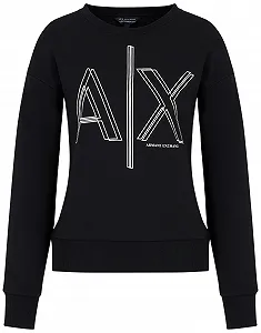 Женский свитшот Armani Exchange Sustainable с двухмерным принтом логотипа - Фото 1