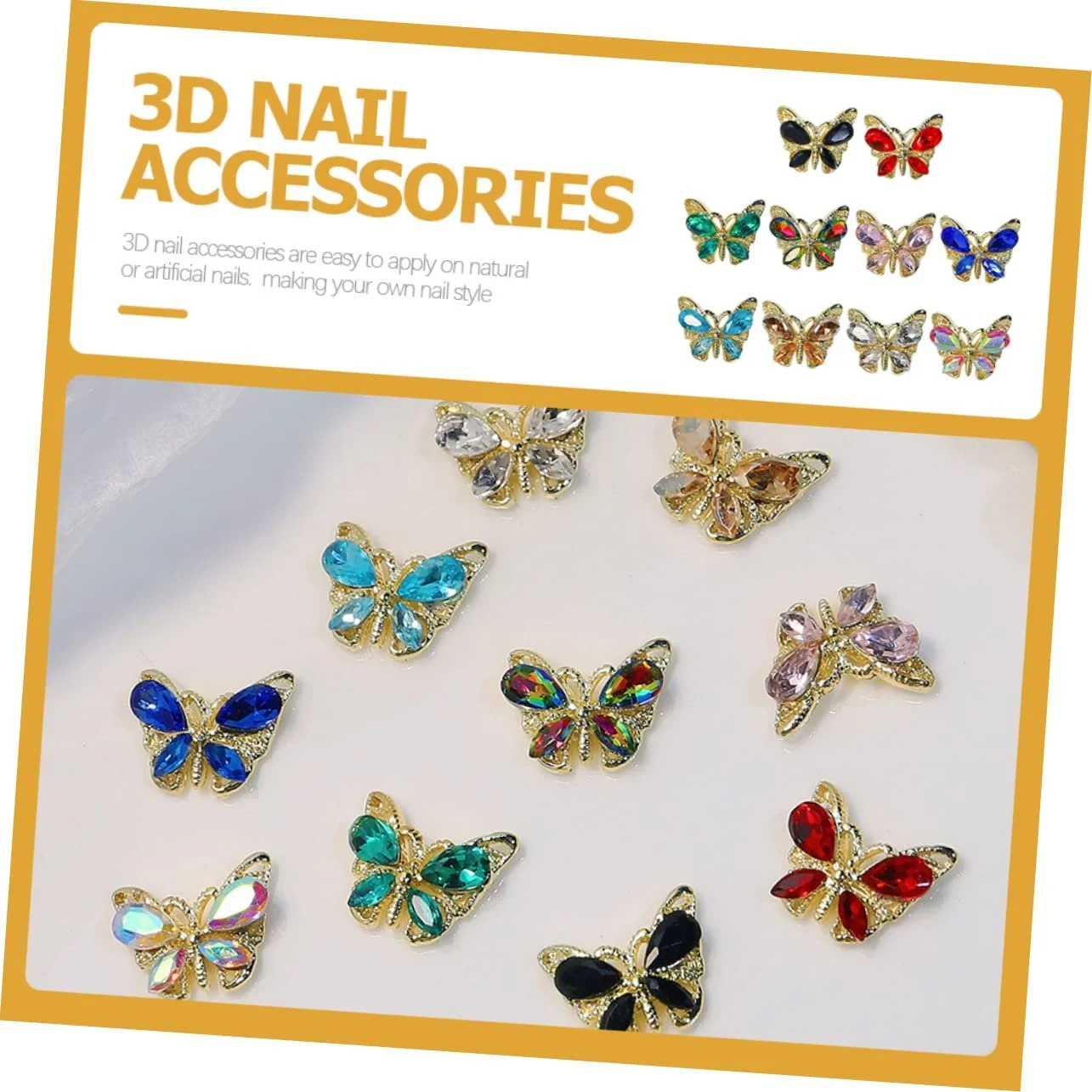 Підвіски для нігтів Healvian Набір. Метелик 3D, фото №7 Підвіски для нігтів Healvian Набір. Метелик 3D, фото №7