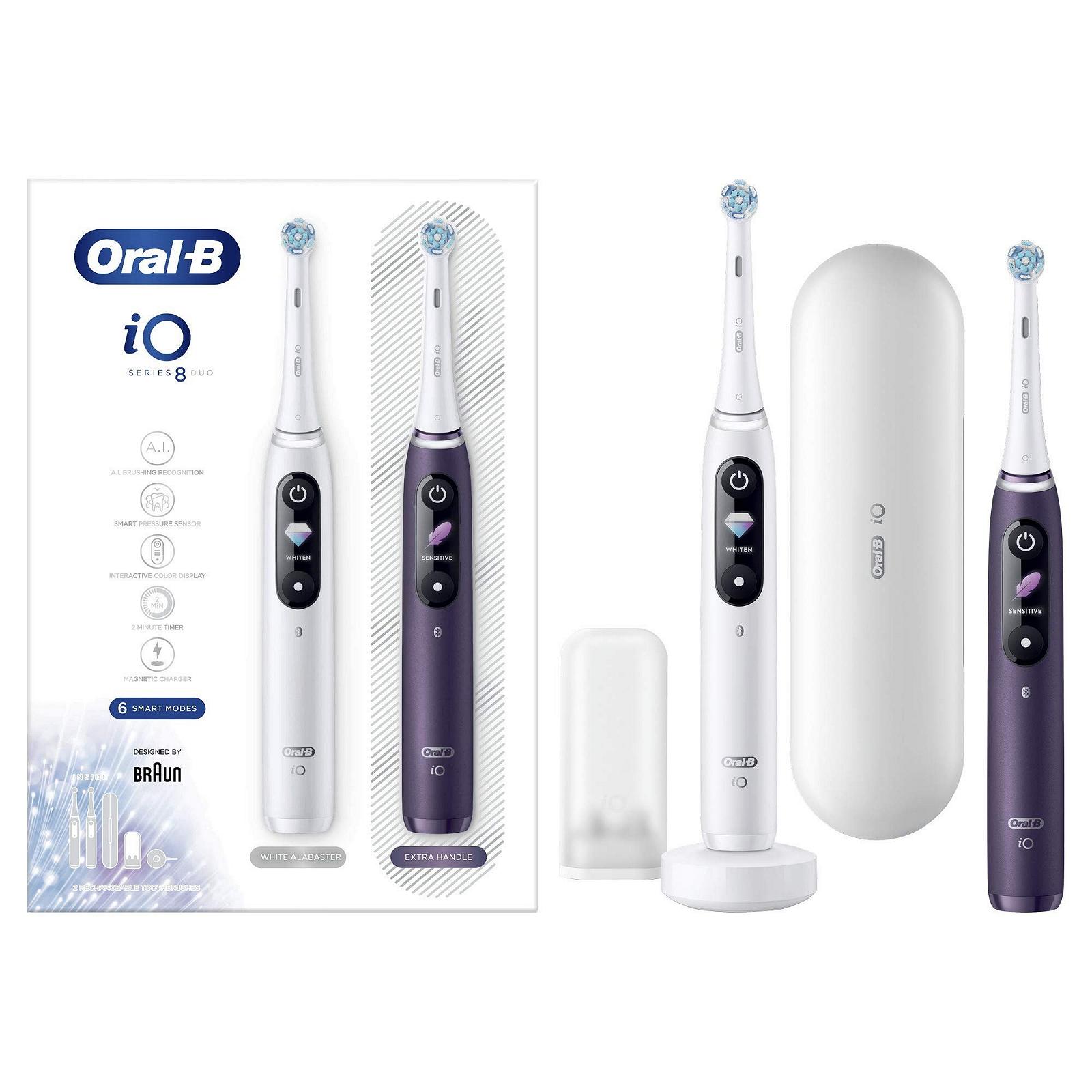 Электрическая зубная щетка Oral-B iO 8, 2 шт., белая/фиолетовая, фото №10
