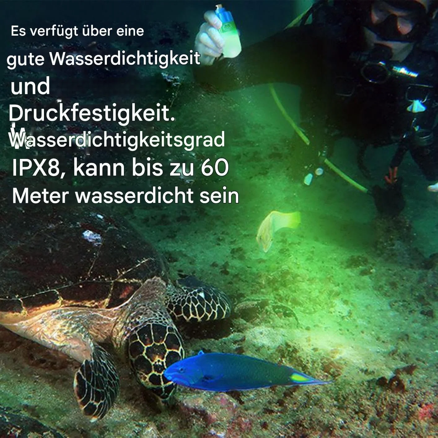 Водонепроницаемый фонарь Underwater Burner LED SOS, 2 режима, для ночных погружений, бассейна, озера, моря, кемпинга, дайвинга, фото №2