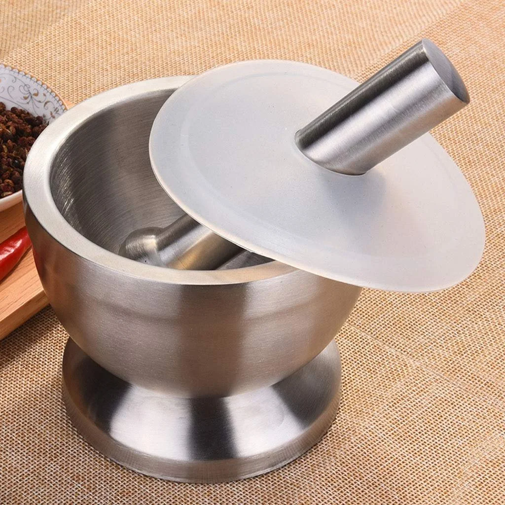 Набор ступки и пестика из нержавеющей стали 304, металлический измельчитель для кухни (как на изображении), фото №8