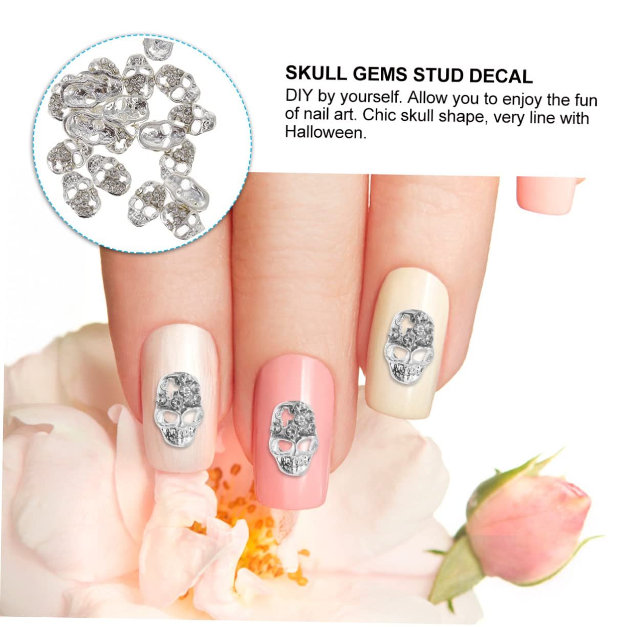 Стрази для нігтів FRCOLOR у вигляді черепа 3D прикраси для манікюру, фото №2