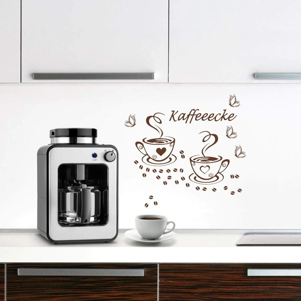 Наклейка на стіну WandSticker4U Coffee Cup Beans Cappuccino Kitchen Office Dining Room Cafe Bar Bakery Furniture Window Adhesive Film, фото №3