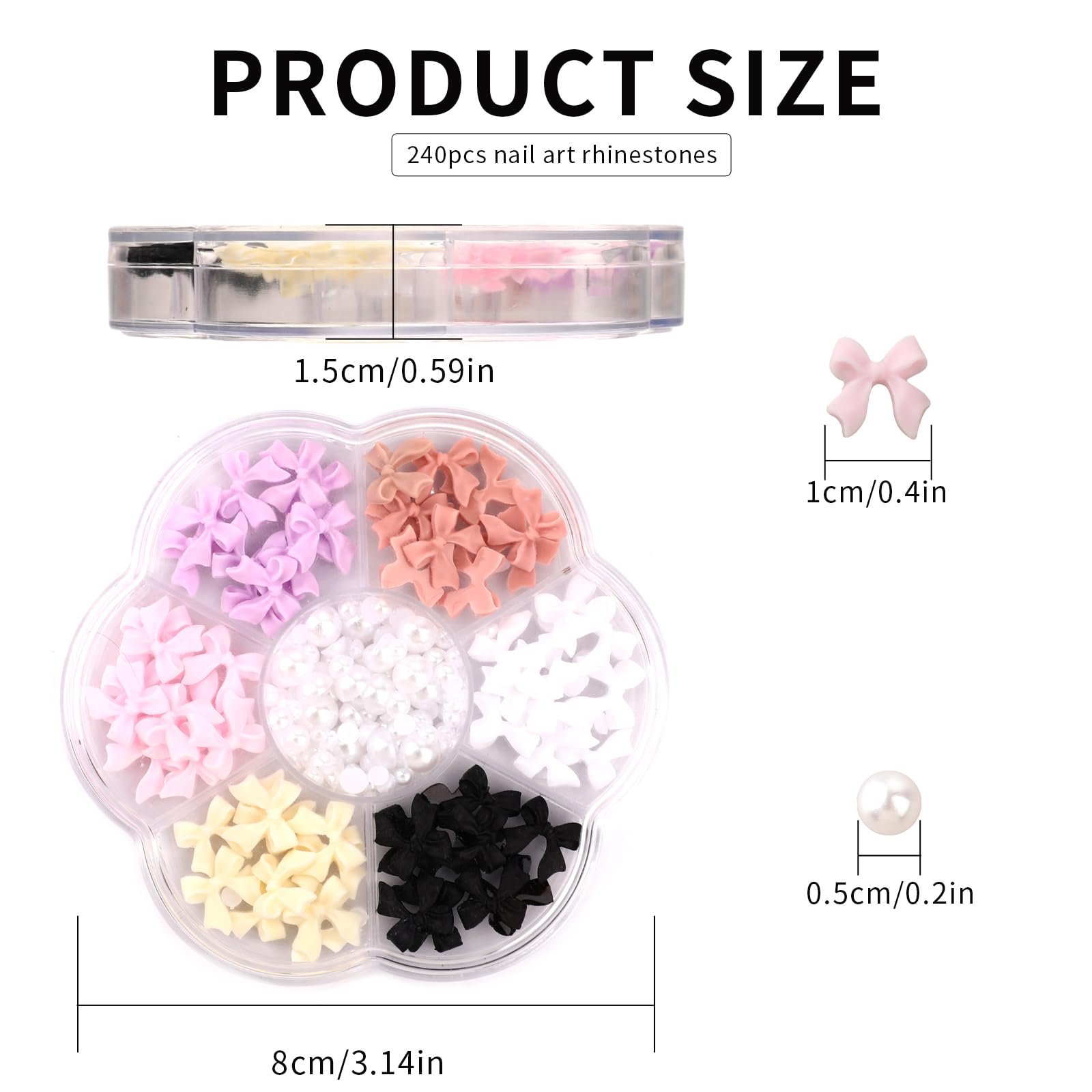 Підвіски для нігтів Bow Knot, різнокольорові, стрази, кришталеві, фото №2