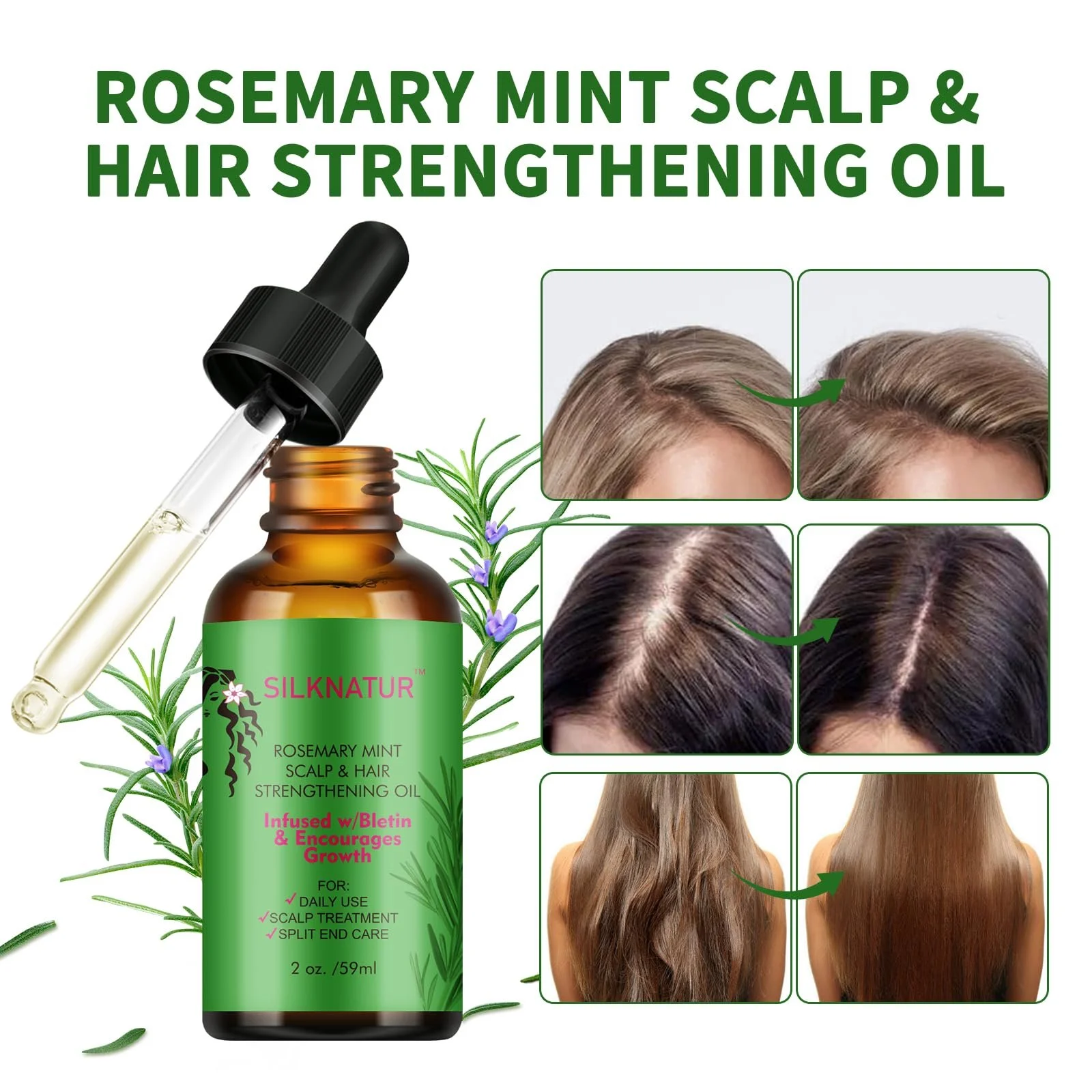 Олія SilkNatur Розмарин та М'ята для Зміцнення Шкіри Голови та Волосся Подвійна Упаковка (2 x 59 мл), фото №4