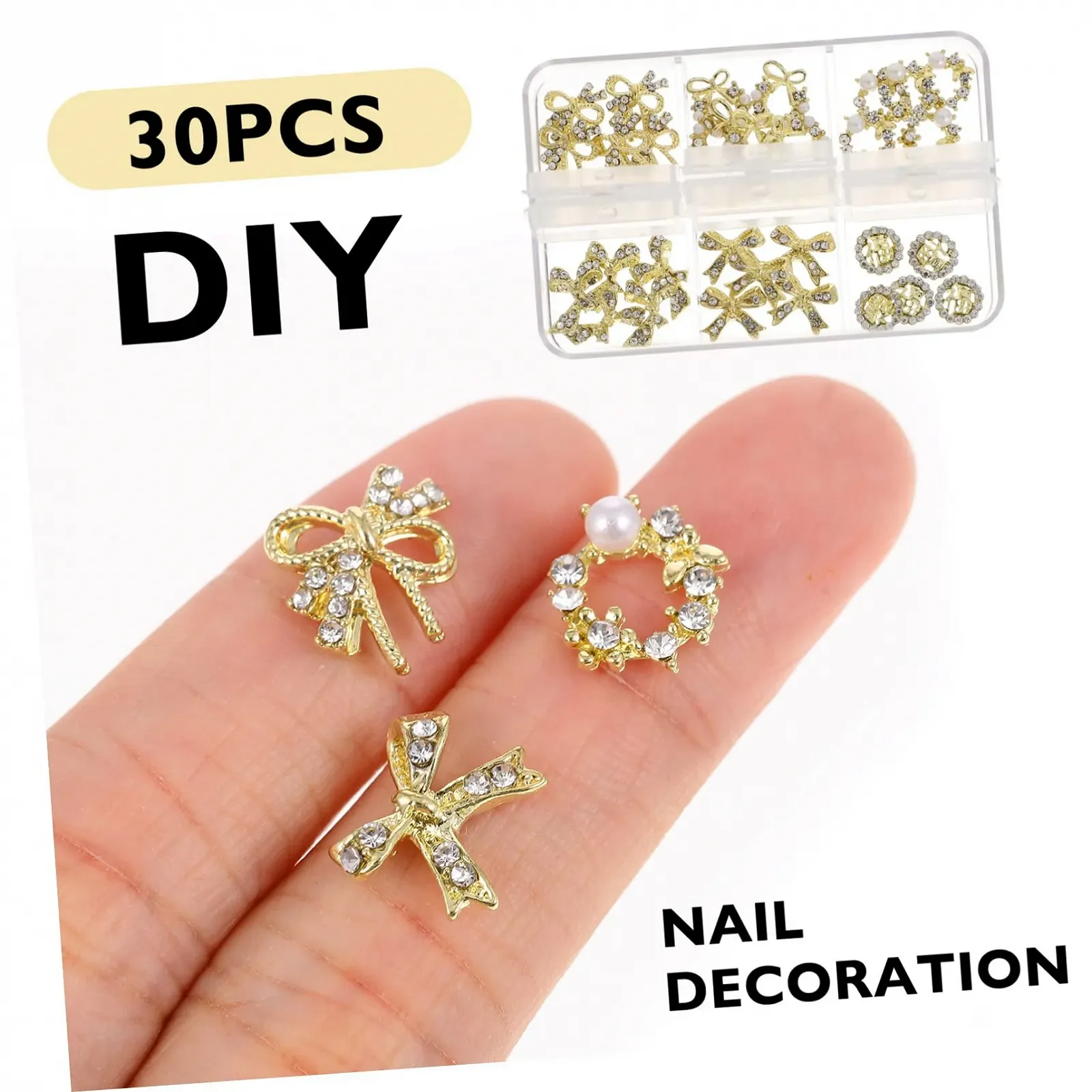 Металлические украшения для ногтей FRCOLOR Набор 4 шт. Универсальные стили Плоская задняя часть Аксессуары для маникюра 120 шт., фото №4