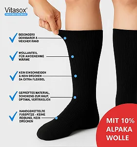 Шкарпетки Vitasox Вовняні для жінок та чоловіків, для діабетиків, зимові, з 10% вовни альпаки synthetic.ua - Фото 1