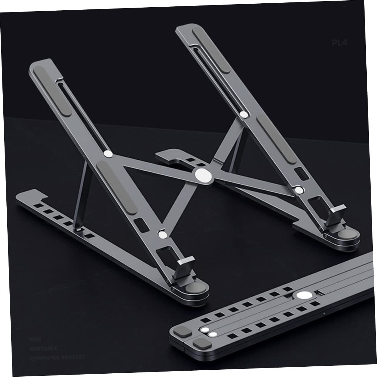 Підставка для ноутбука GALPADA складана з алюмінієвого сплаву, регульована по висоті, темно-сіра, фото №7