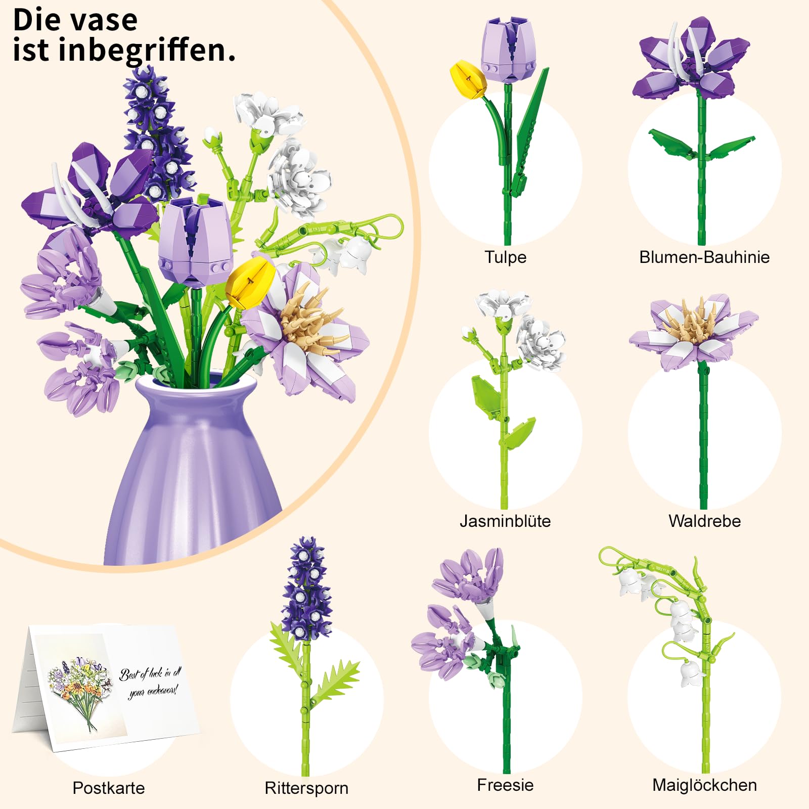 Конструктор JDMDKB Flower Set Декор Квітковий набір 659 шт., фото №2