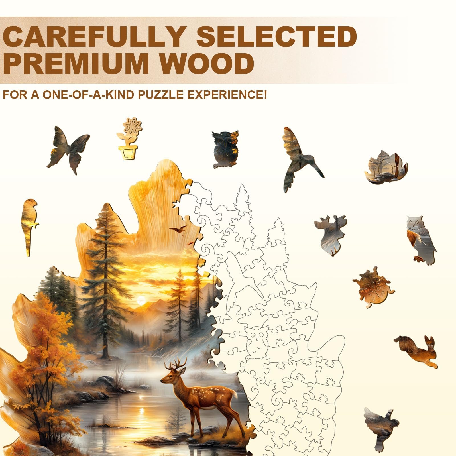Деревянный пазл Golden Hoof Print 235 деталей для взрослых в подарочной коробке декор для стен, фото №8
