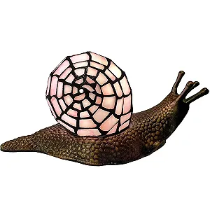 Настільна лампа Bieye Country Snail Tiffany Style Вітражне скло Рожевий - Фото 1