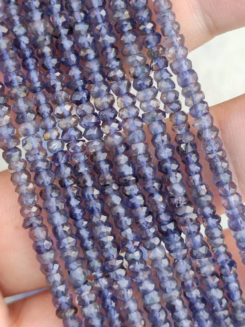 Бусины Иолит Натуральный, граненые рондели, 3.5 мм, нить длиной 33 см, драгоценные камни для ожерелья и браслета, фото №2