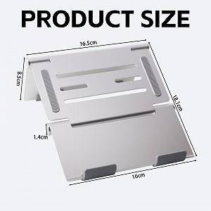 Подставка для ноутбука регулируемая алюминиевая складная портативная прочная для устройств 10-16 дюймов серебряная synthetic.ua - Фото 1