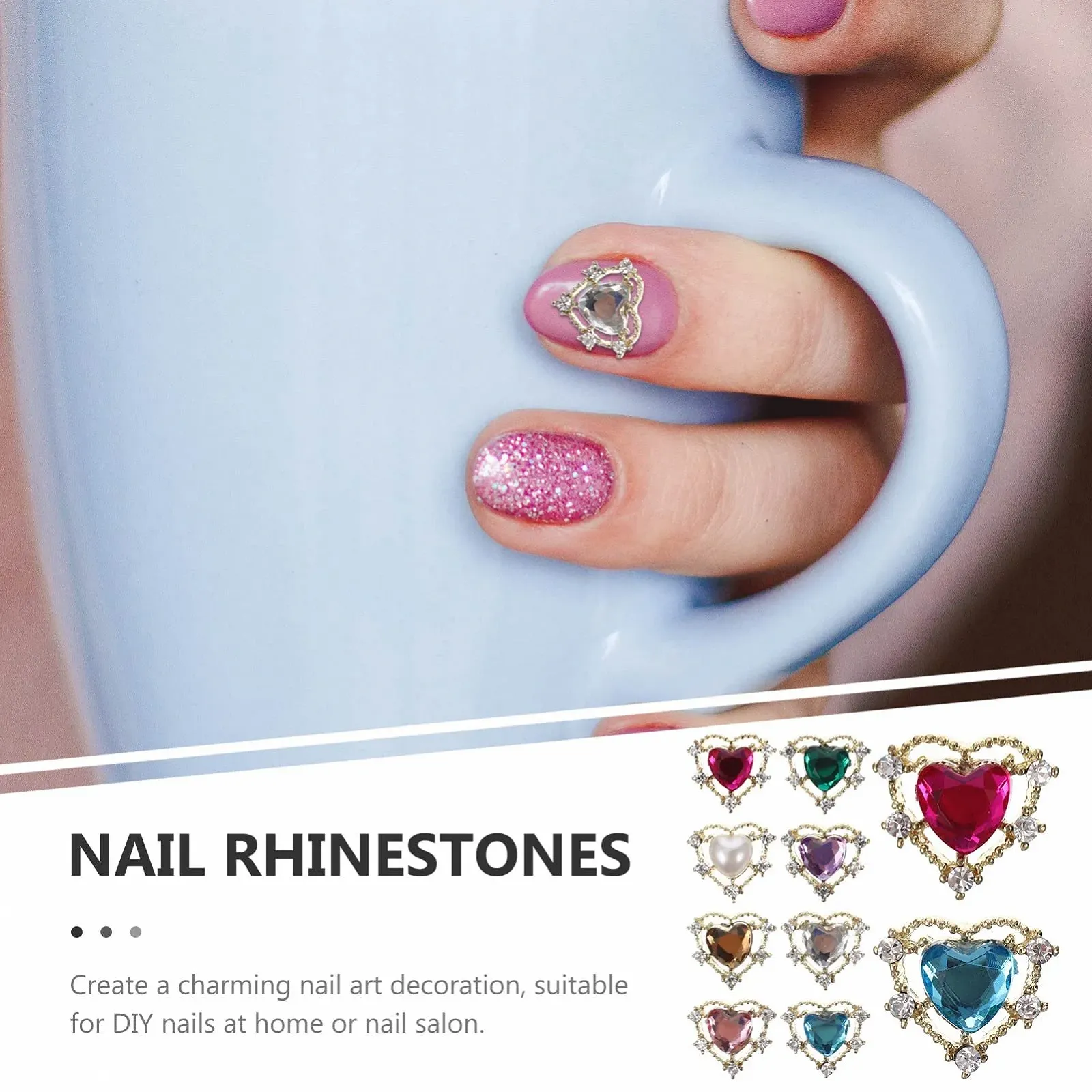 Украшение для ногтей Сердце COHEALI 10 шт. Рождественский дизайн Маникюрные ювелирные аксессуары, аксессуары для гелевых ногтей, фото №6