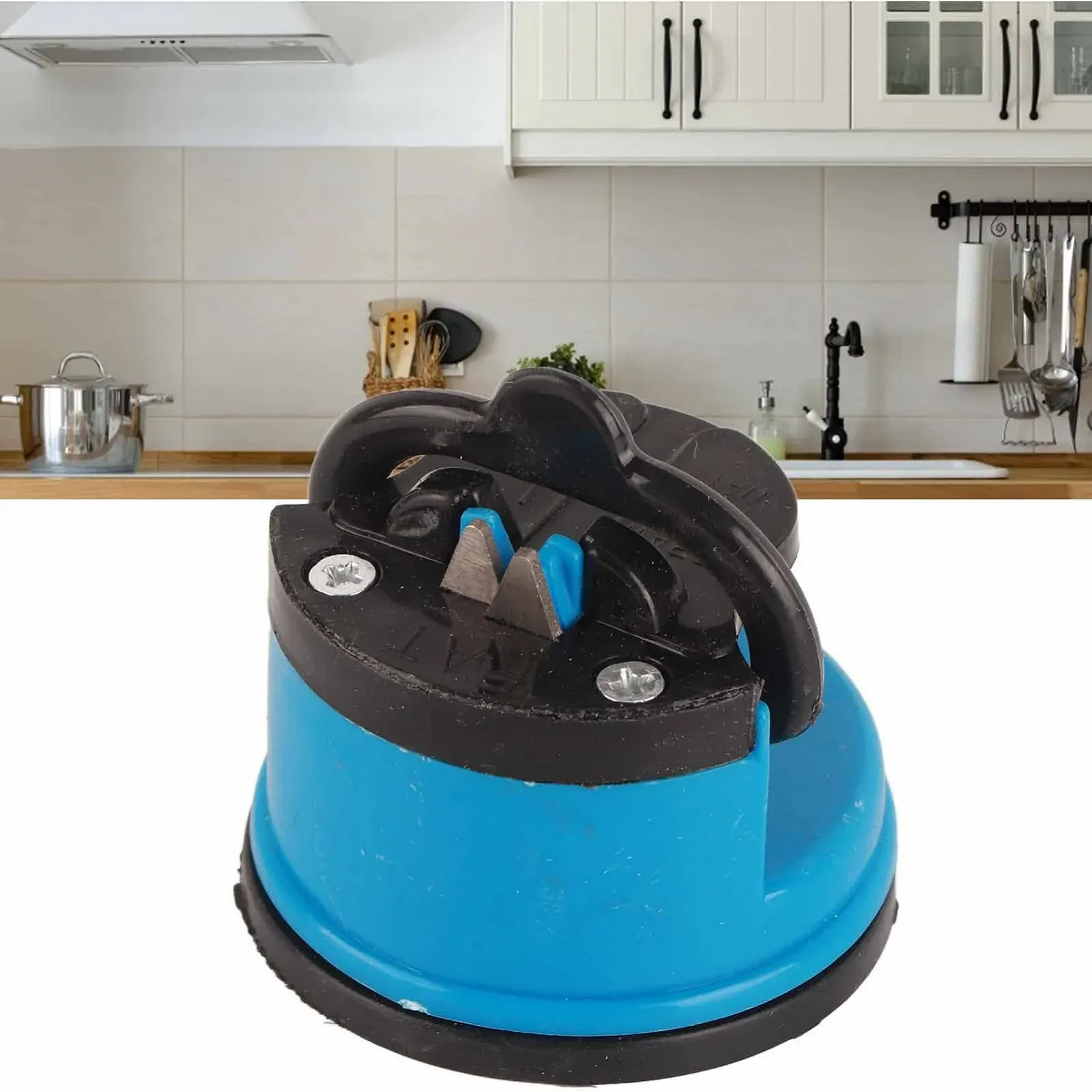 Ручная точилка для ножей с присоской ABS + вольфрамовая сталь Синий, фото №6