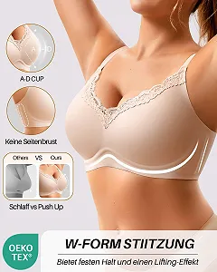 Бюстгальтер SHARICCA Women's кружевной Push Up без косточек бесшовный с V-образным вырезом synthetic.ua - Фото 1