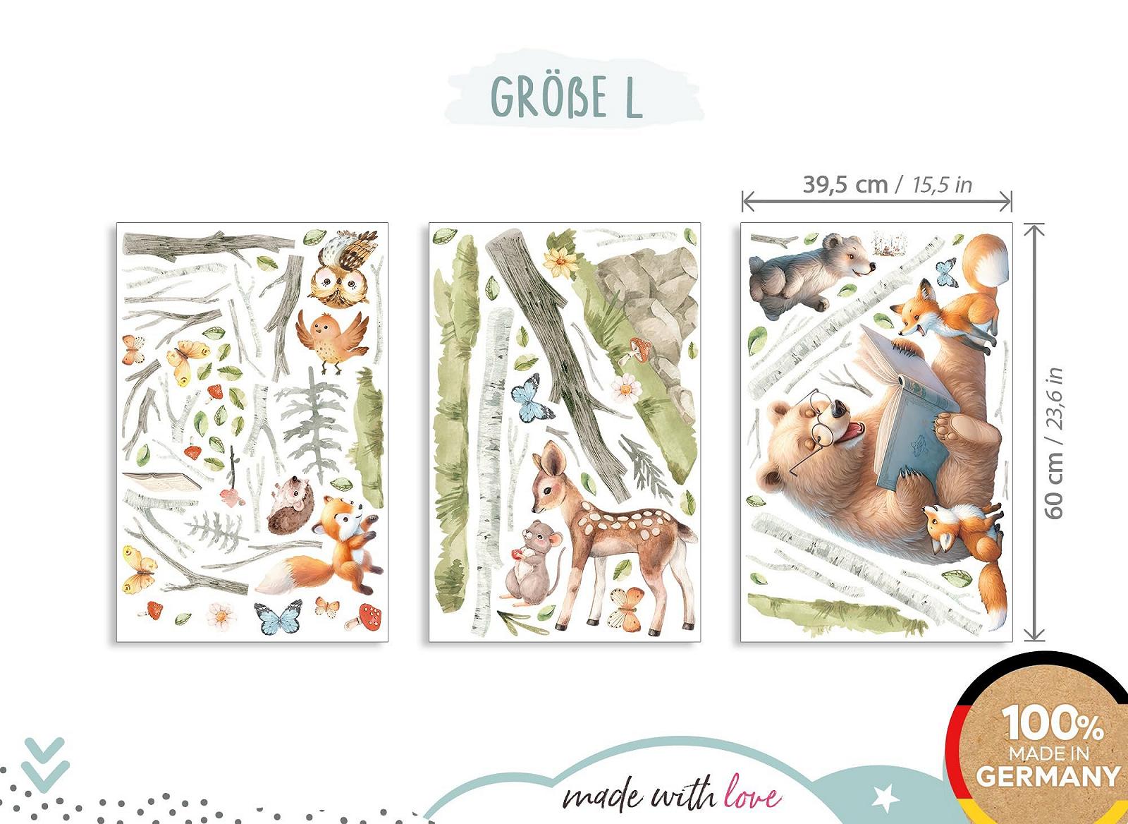 Наклейка на стену Little Deco DL5067 L Лесные животные Медведь Лиса, фото №4