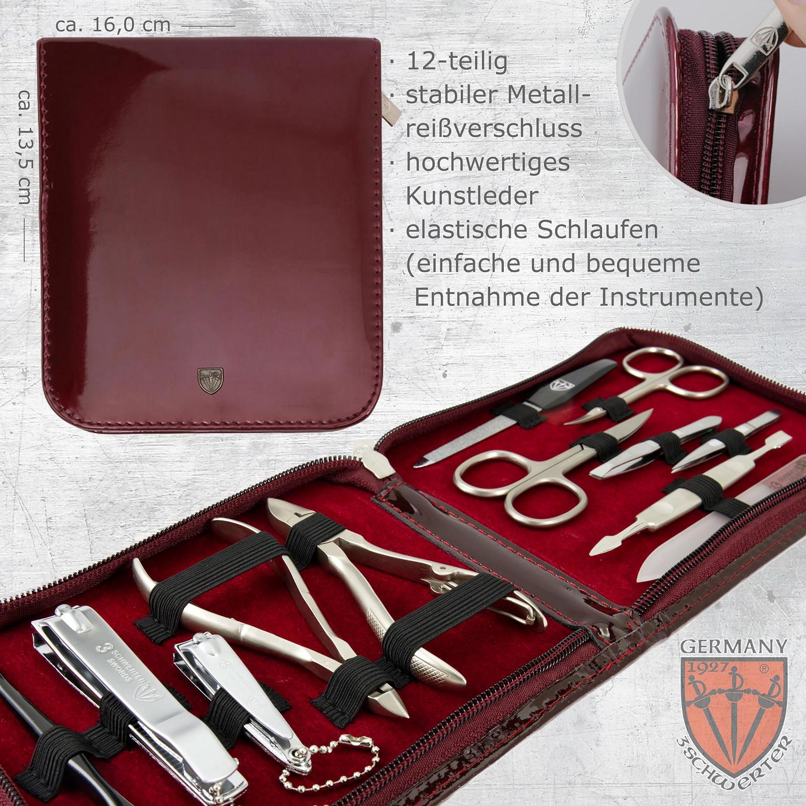 Набір для манікюру та педикюру DREI SCHWERTER Firenze 12 предметів, винно-червоний, фото №6 Набір для манікюру та педикюру DREI SCHWERTER Firenze 12 предметів, винно-червоний, фото №6