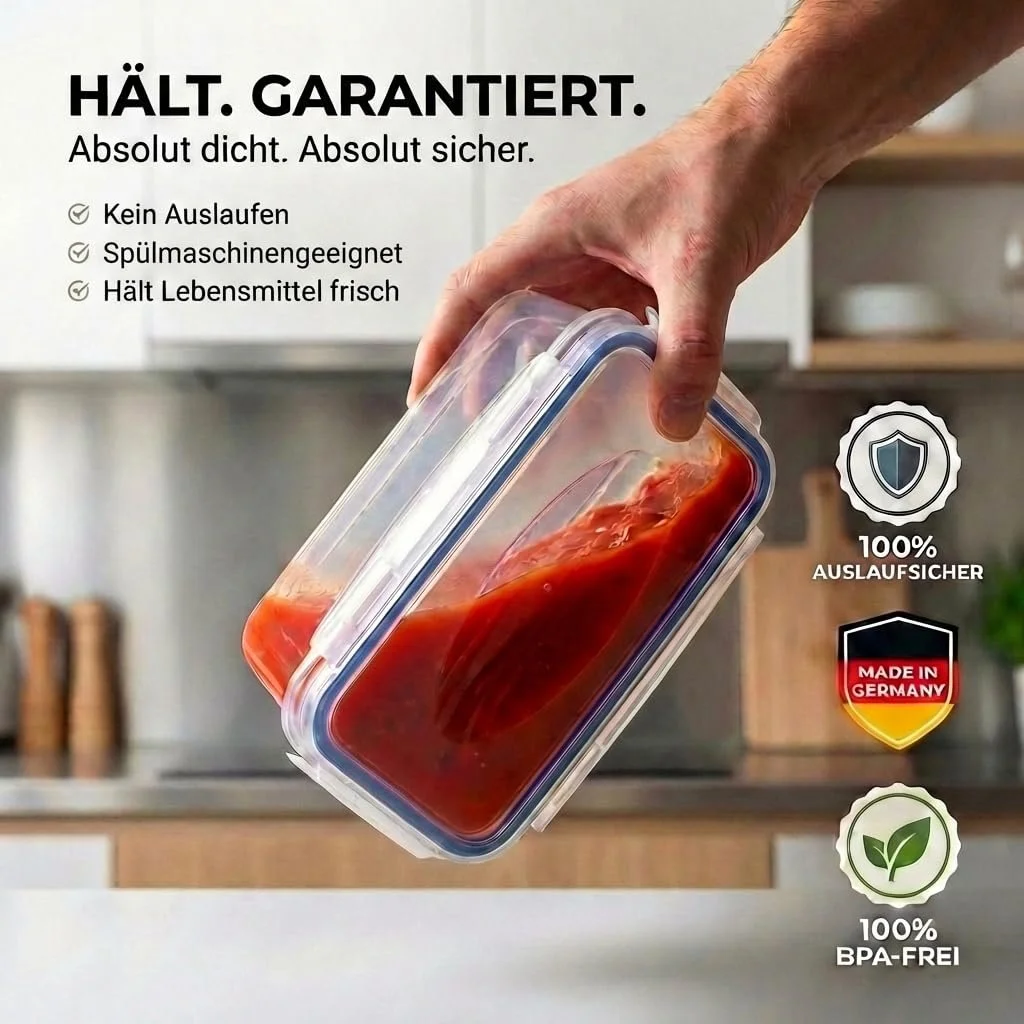 Контейнер для зберігання продуктів 4.7 L Герметичний BPA-free Прозорий із зеленою кришкою Made in Germany, фото №2