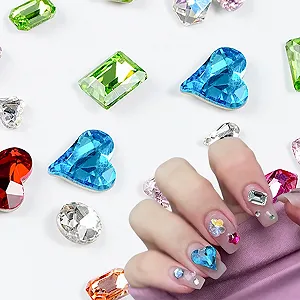 Стразы для ногтей Блестящие С заостренным основанием Кристаллы Разноцветные 50/100 шт synthetic.ua - Фото 1