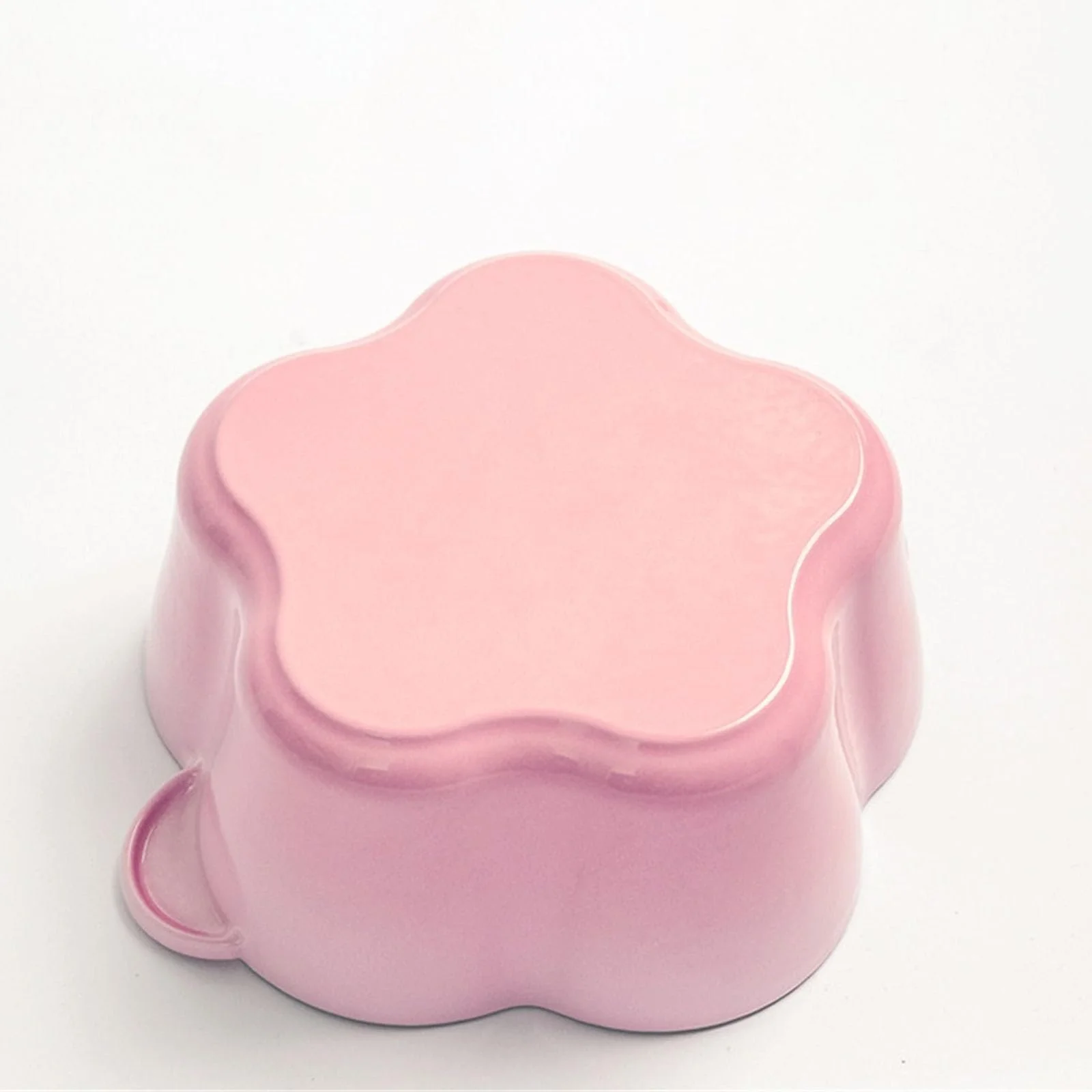 Кастрюля-жаровня Dutch Oven форма цветка эмалированный чугун с крышкой розовая, фото №6