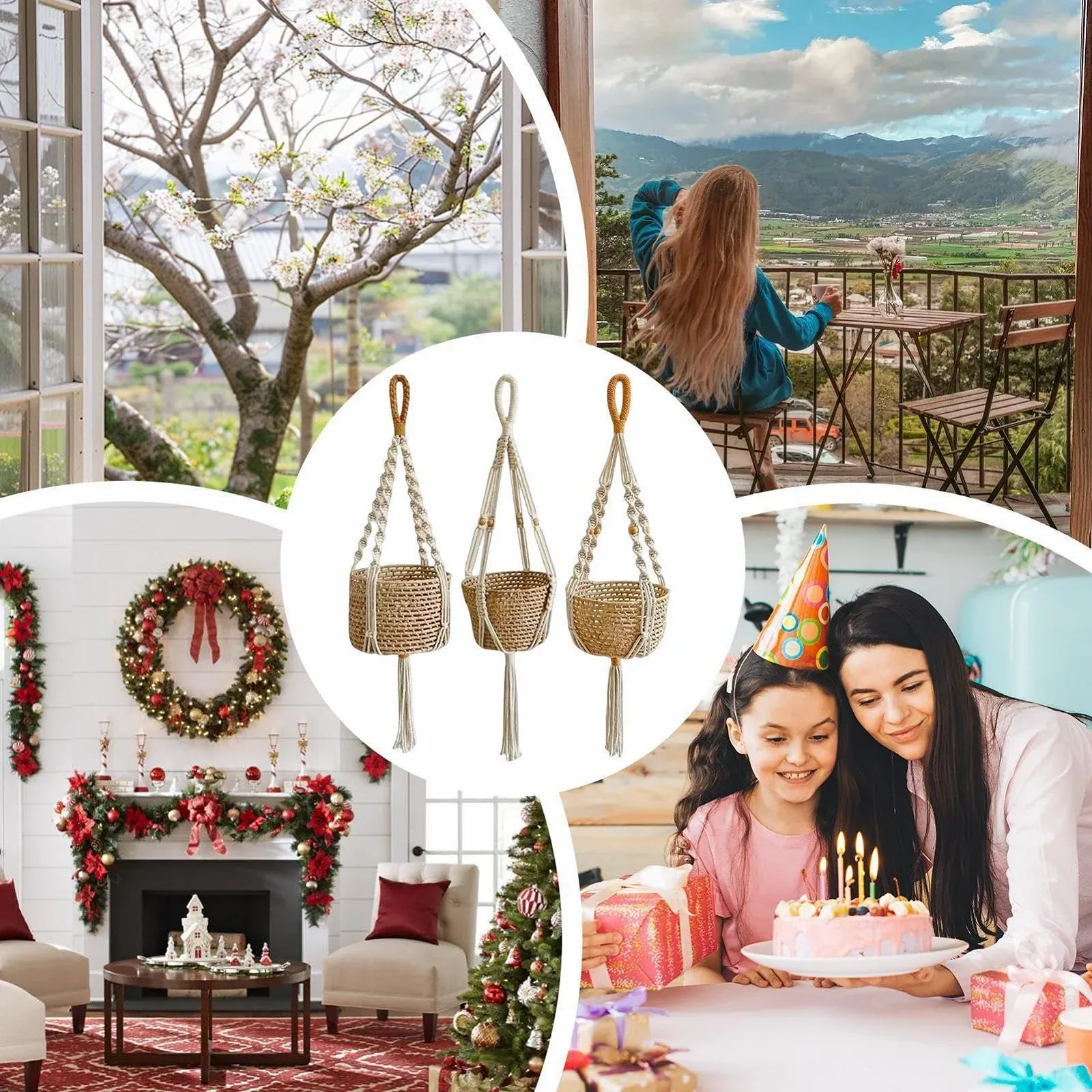 Підвіси для рослин Макраме Набір 3 шт., фото №4