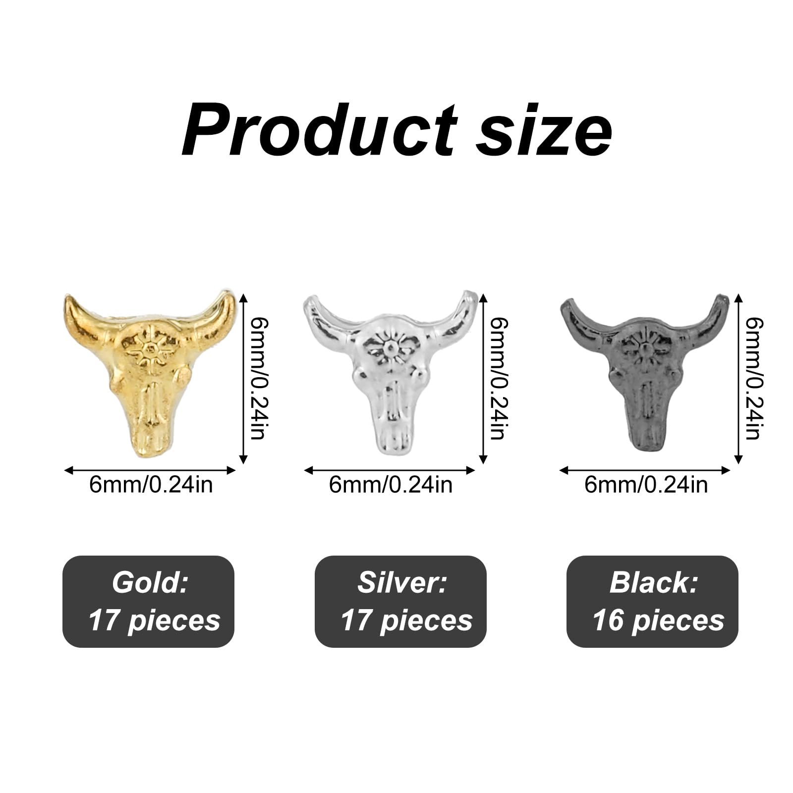 Подвески Голова Быка 50 шт., Ретро Подвески для Ногтей из Сплава, 3D Аксессуары для Ногтей в Стиле Ковбойской Тематики, Металлический Декор для Ногтей Голова Быка для Женщин, Хэллоуин, DIY Украшения для Рукоделия, фото №2